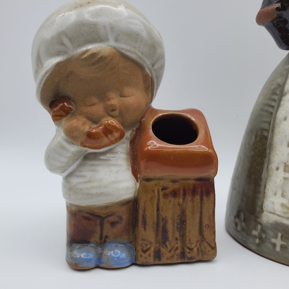 3 Stoneware Figurines Ceramic Boy Girl Figural Japanese Pottery Sculpture - Picture 3 of 9